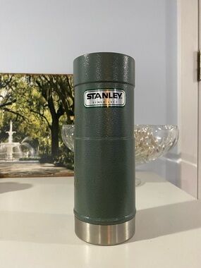 Stanley Vintage Green Textured Vacuum Bottle with Stainless Base 16oz NO LID